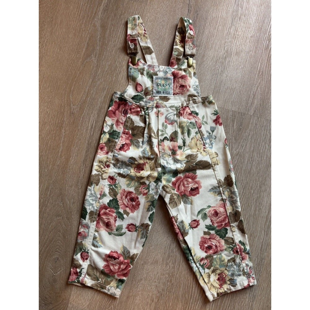 Vintage Guess Baby Floral Overalls 2T Georges Marciano 1980s Made in USA HTF